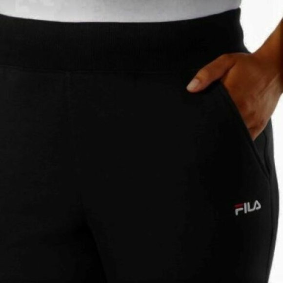 NWT FILA Ladies Cotton Fleece Jogger Sweatpants Black NEW - Picture 6 of 7